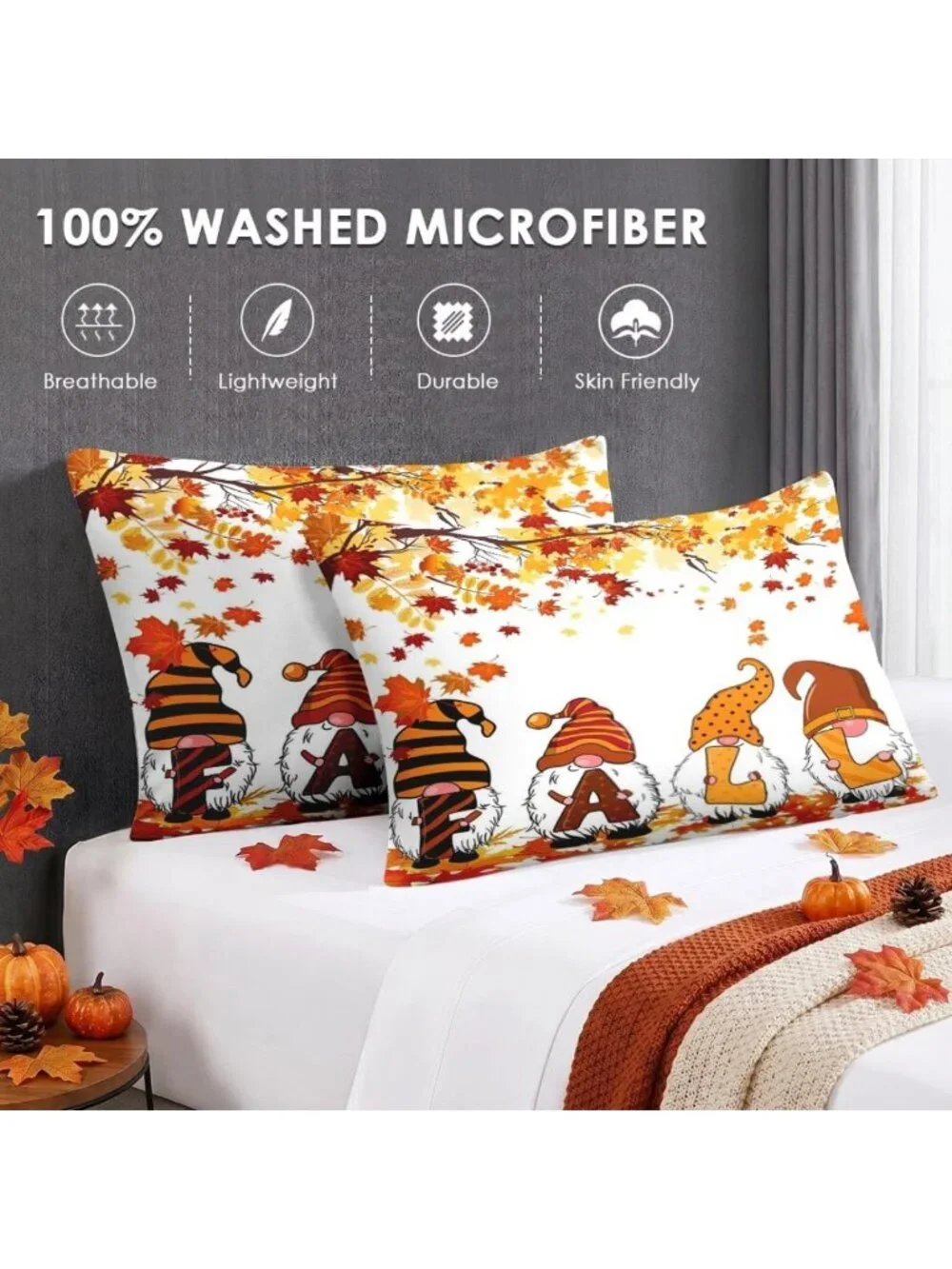 Cozy 7-Piece King Fall Comforter Set with Sheets - Vibrant Orange Bedding